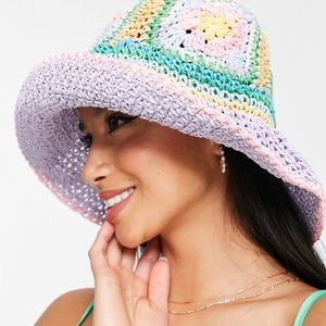 ASOS pastel crochet bucket hat